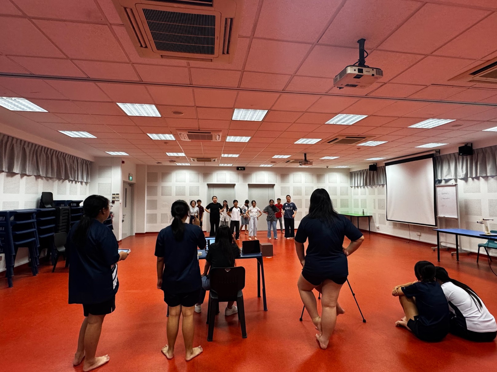 Behind the Scenes During Filming: Drama Club members