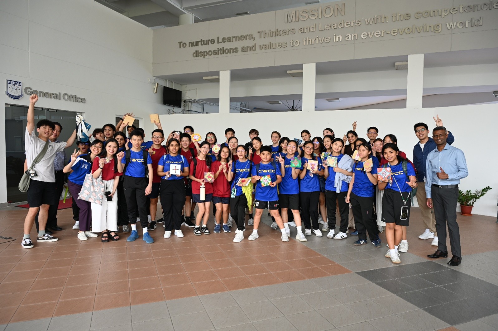 Students and teachers from CWCC and PCSS capturing a farewell group